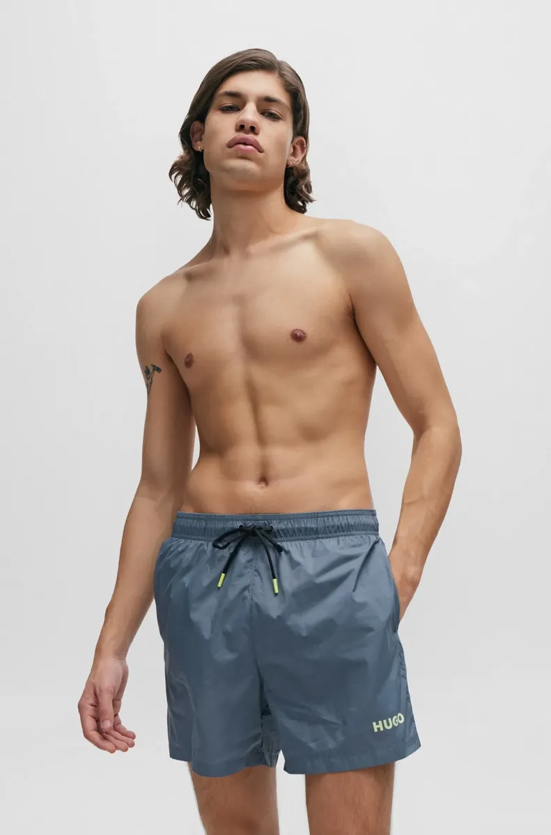

Купальные брюки HUGO Underwear с кулиской с логотипом, синий