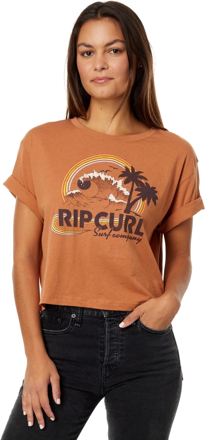 

Футболка Rip Curl Rainbow Waves Crop Short Sleeve Tee, цвет Light Brown