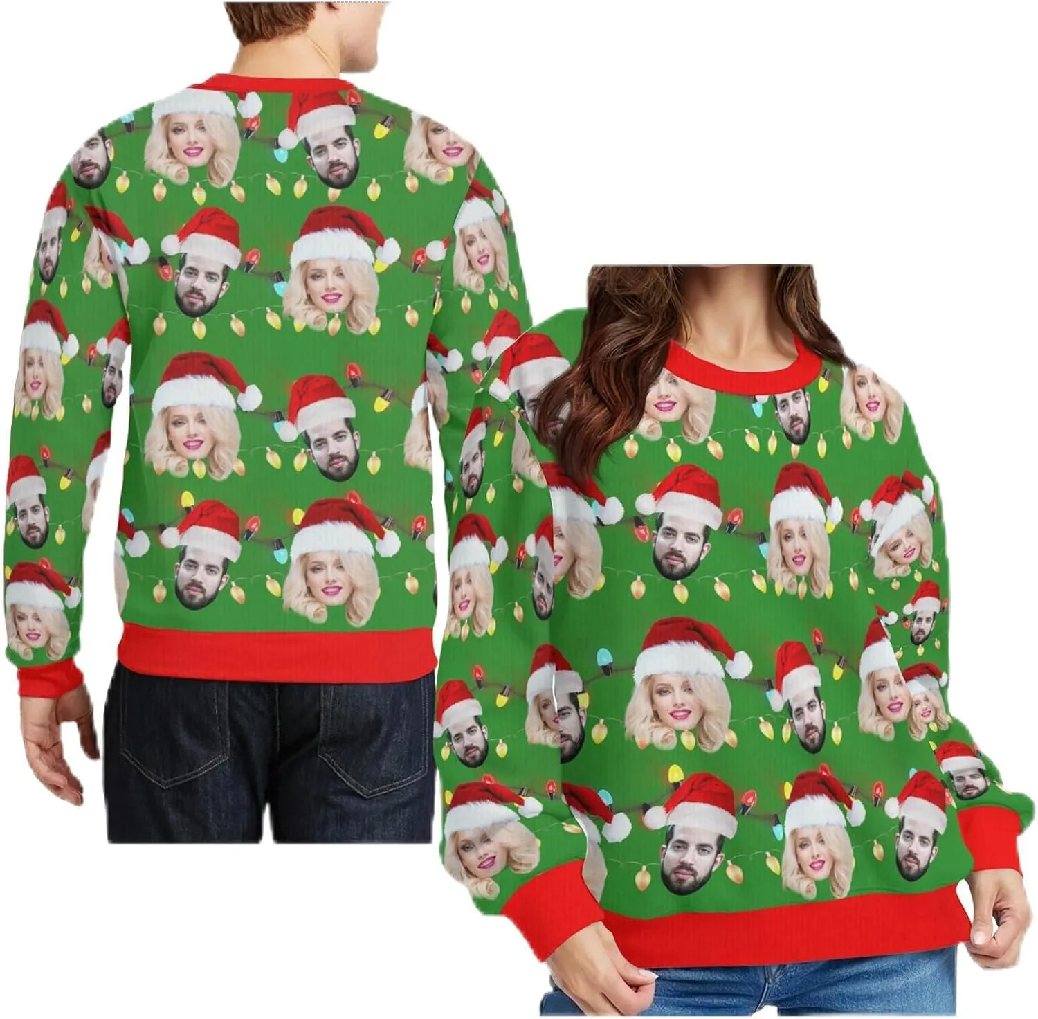 

Индивидуальный свитер с мордой собаки на Рождество для женщин и мужчин