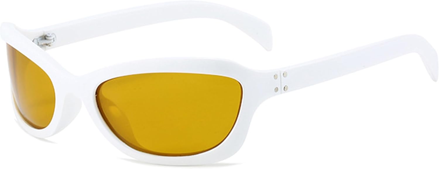 

bullabulling Модные поляризованные солнцезащитные очки для женщин и мужчин, классические овальные солнцезащитные очки с обтекаемой формой, женские солнцезащитные очки, White/Yellow