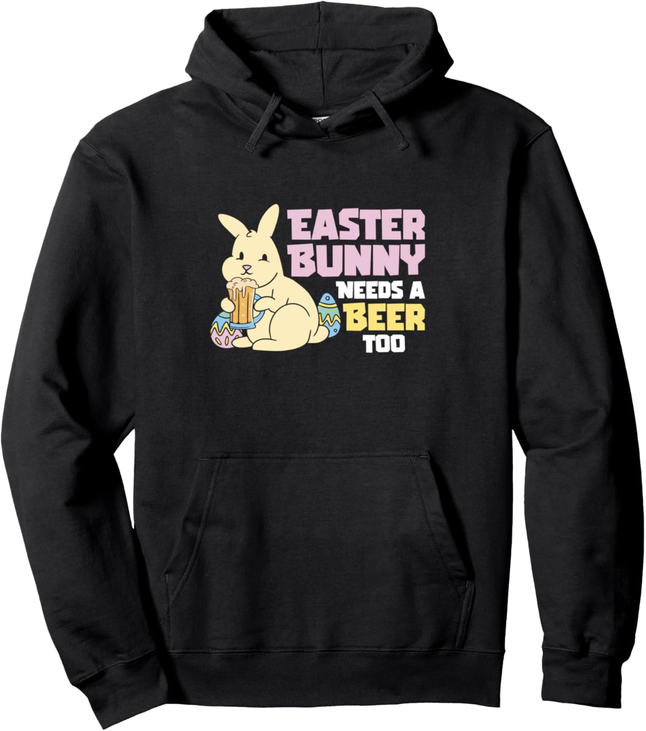 

Худи с изображением пасхального кролика, пьющего пиво Easter Bunny Needs A Beer Too, черный