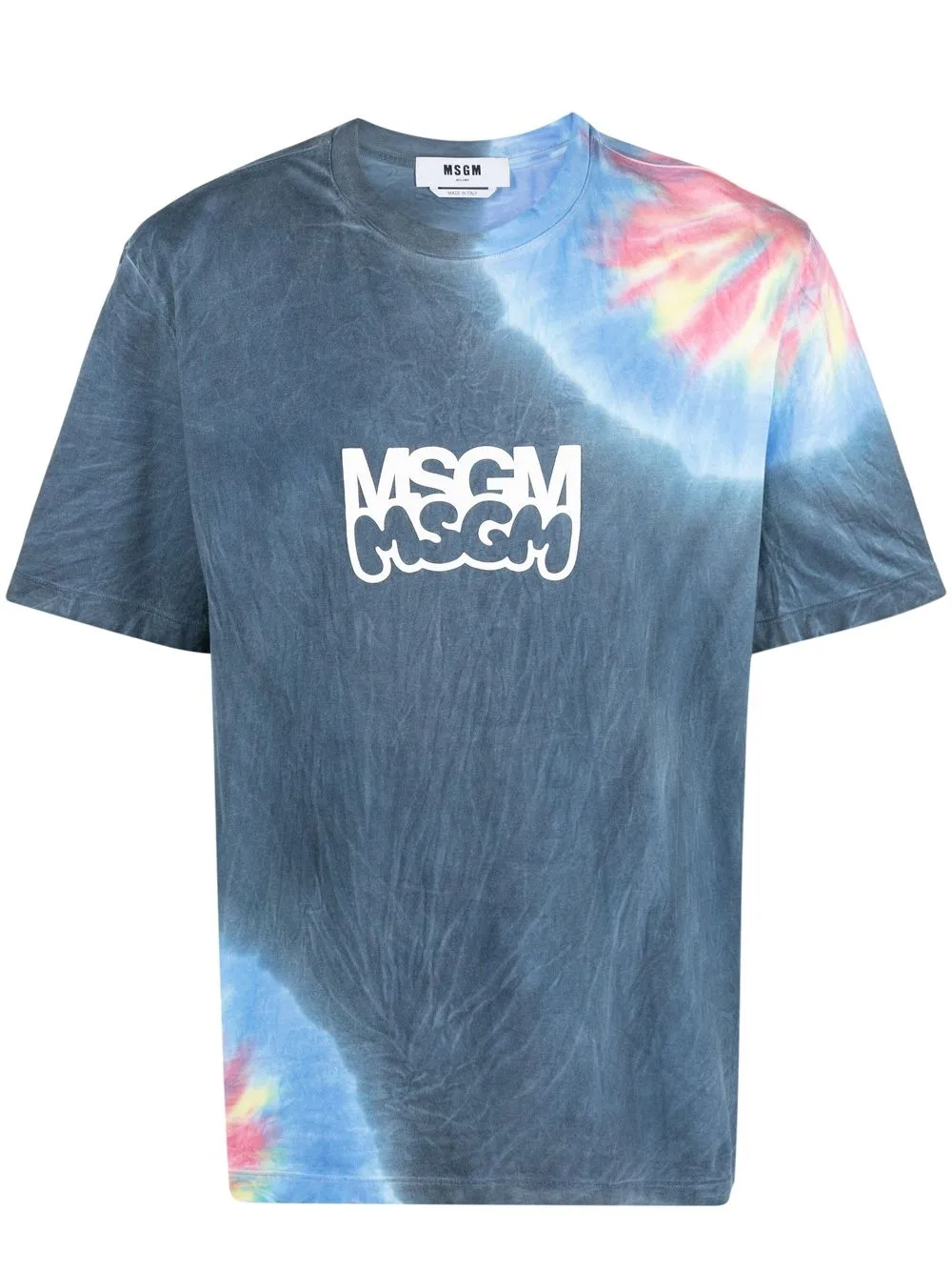 

Футболка с принтом тай-дай и логотипом MSGM, синий
