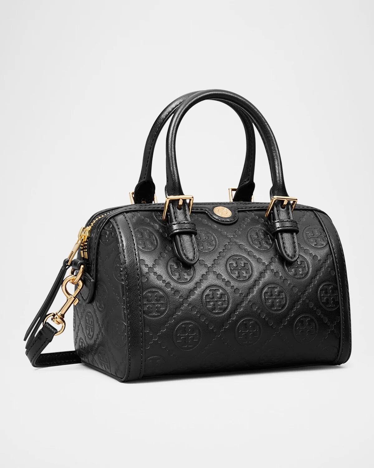 

Кожаная сумка Barrel Petite T с монограммой и верхней ручкой Tory Burch, черный