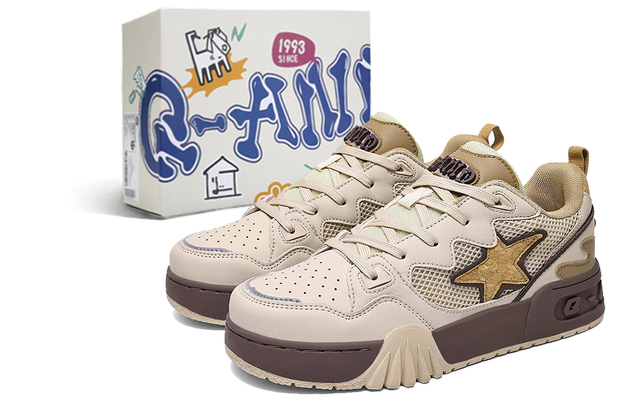 

Q-AND Кроссовки для скейтборда унисекс с противоскользящей подошвой и амортизацией, устойчивые к истиранию, низкие, кремово-абрикосовый мокко, цвет Cream Apricot Mocha