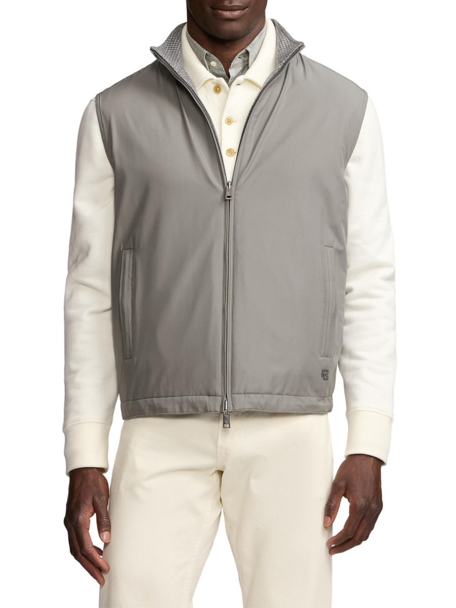

Двусторонний жилет на молнии спереди Ralph Lauren Purple Label, цвет Grey Multi, Серый, Двусторонний жилет на молнии спереди Ralph Lauren Purple Label, цвет Grey Multi