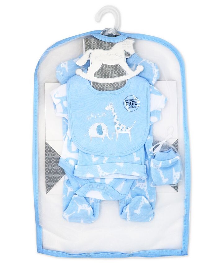 Подарочный набор из 6 предметов для новорожденных Layette Safari Rock-A-Bye Baby Boutique, синий — фото 2