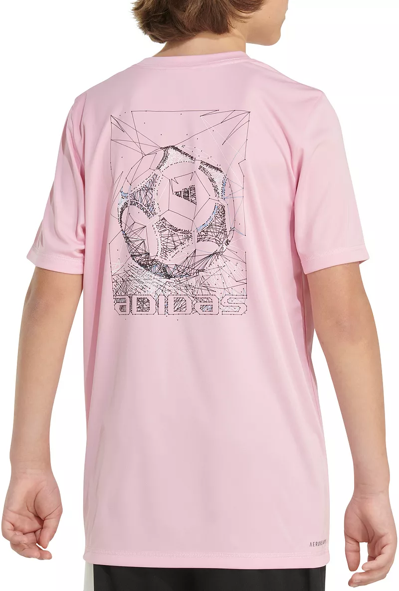 

Футболка с графическим рисунком AEROREADY для мальчиков Adidas Soccer Art, цвет True Pink