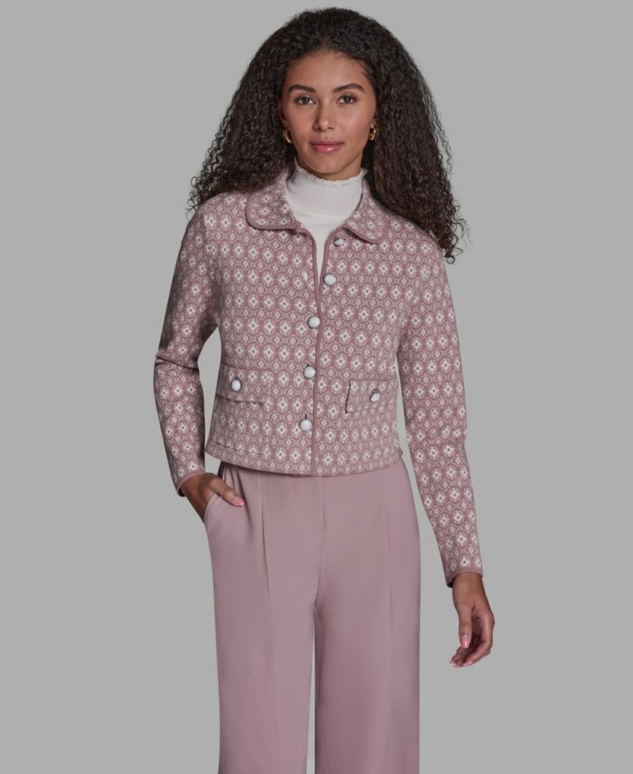 

Женский вязаный свитер с длинными рукавами и принтом BCBG, Soft Dusk/Whisper White