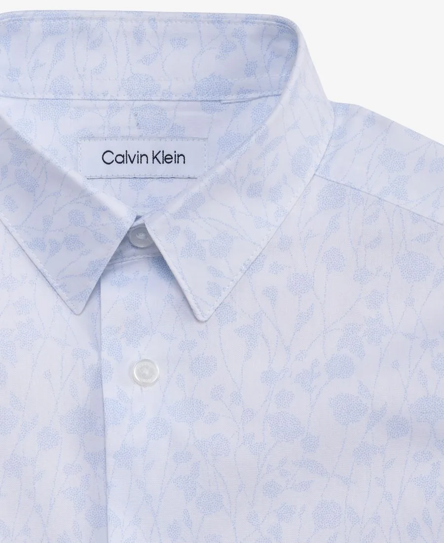 Рубашка для мальчиков 8-20 лет с цветочным принтом в горошек Calvin Klein, светло-голубой — фото 4