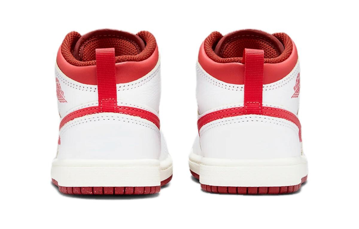 Кроссовки Kids Air 1 Mid SE "White/Lobster/Dune Red/Sail/Vachetta Tan" Jordan, белый/красный — фото 4