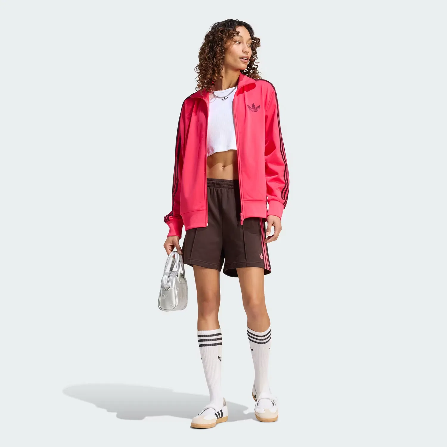 Женская олимпийка свободного кроя Firebird Track Top Loose Adidas Originals, Power Pink/Maroon — фото 3