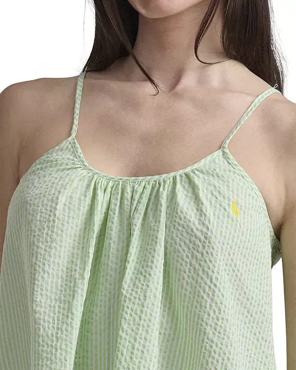 Женское платье для сна на бретелях Seersucker slip dress Polo Ralph Lauren, Pistachio — фото 2