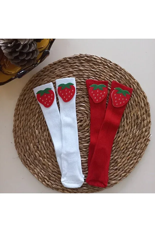 Детские носки для девочек с принтом Strawberry Mars Baby, White