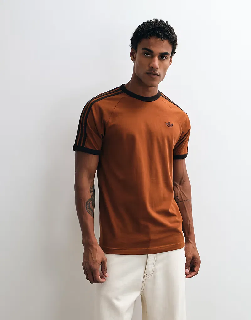 Футболка Adidas Originals с тремя полосками, ярко-оранжевого