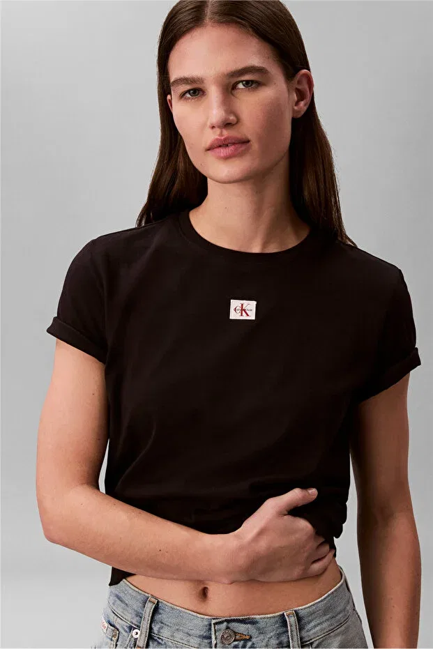 Женская футболка хлопковая с коротким рукавом Calvin Klein, Black — фото 4
