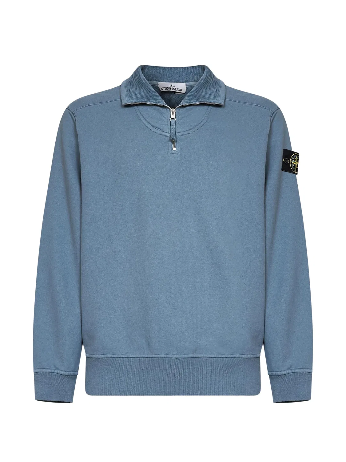 Свитшот на молнии из хлопка синего цвета Stone Island, синий