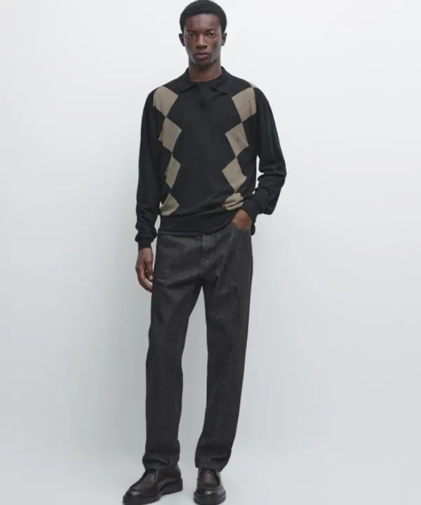 Свитер из шерстяного бленда с диагональным узором, Massimo Dutti — фото 2