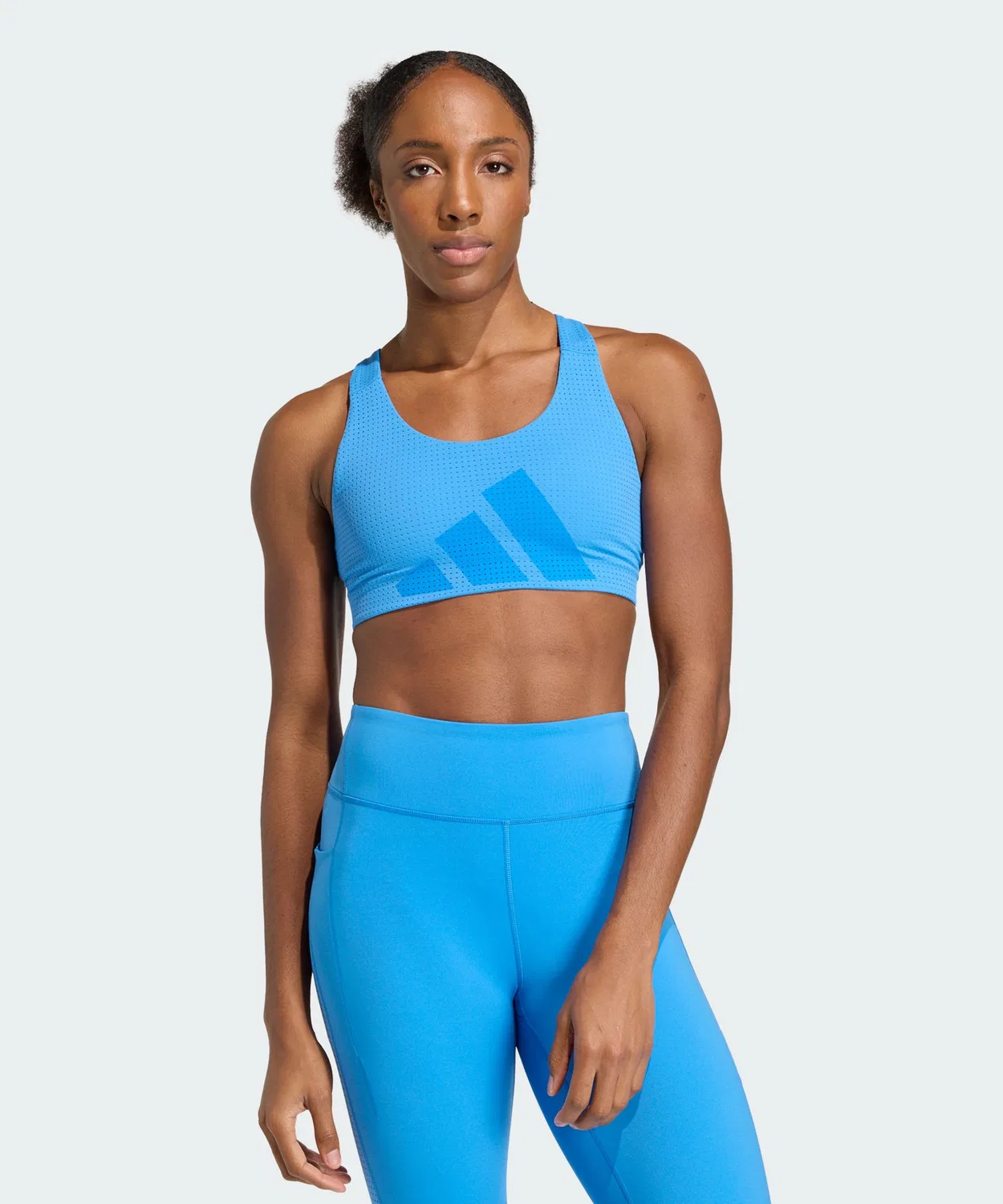 Женский спортивный бюстгальтер с открытой спиной Powerimpact HIIT Medium Support Adidas, Blue — фото 2