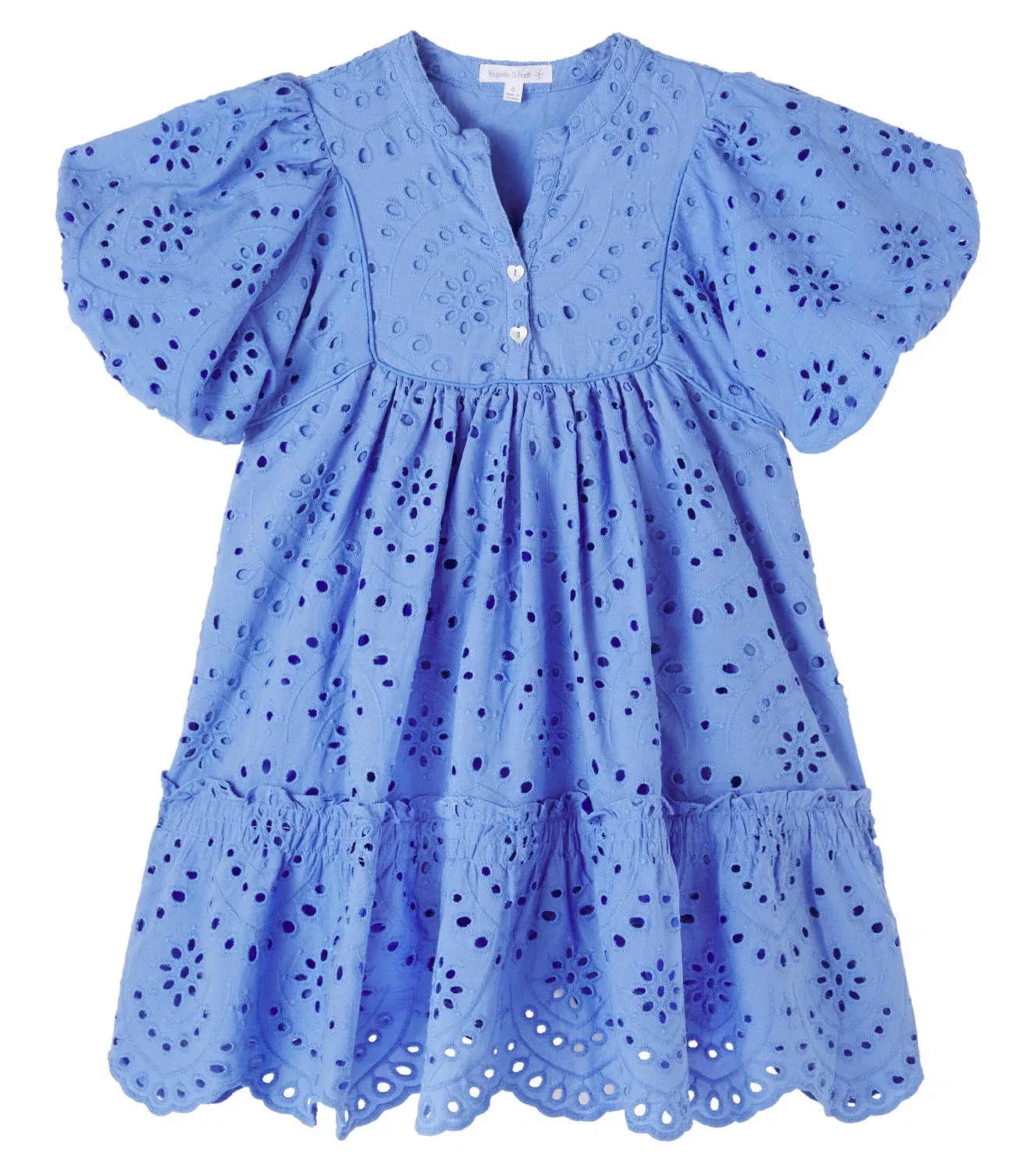 Платье хлопковое с вышивкой Cruz Poupette St Barth Kids, синий