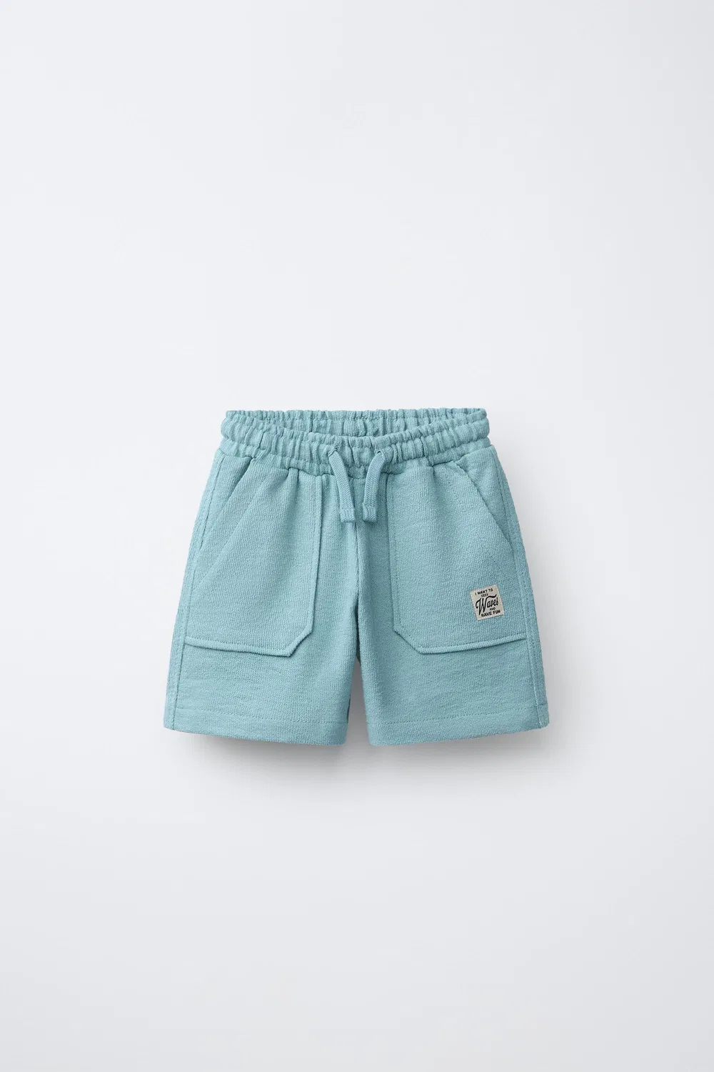 Однотонные бермудские шорты из крепа ZARA, Light Blue