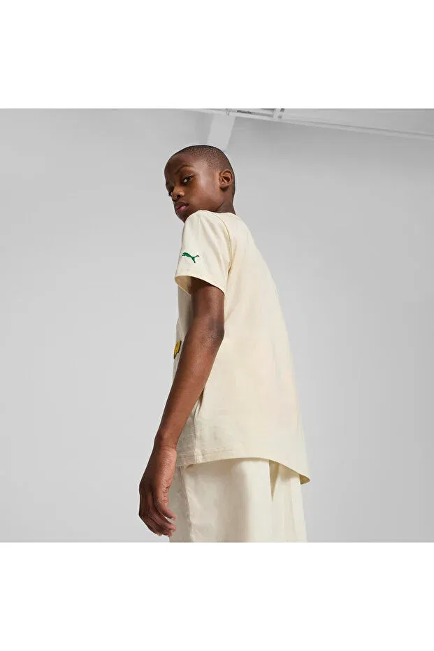 Детская футболка с принтом Super Graphic Kids Cream Puma, Alpine Snow — фото 2