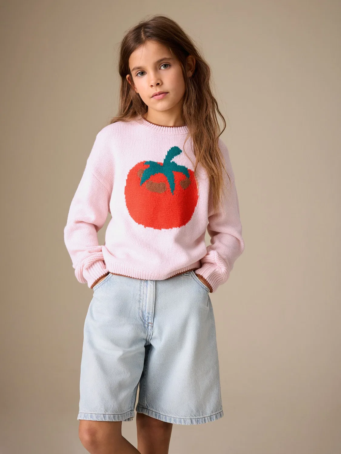 Свитер с фруктовым интарсией, Pink Tomato Next, розовый