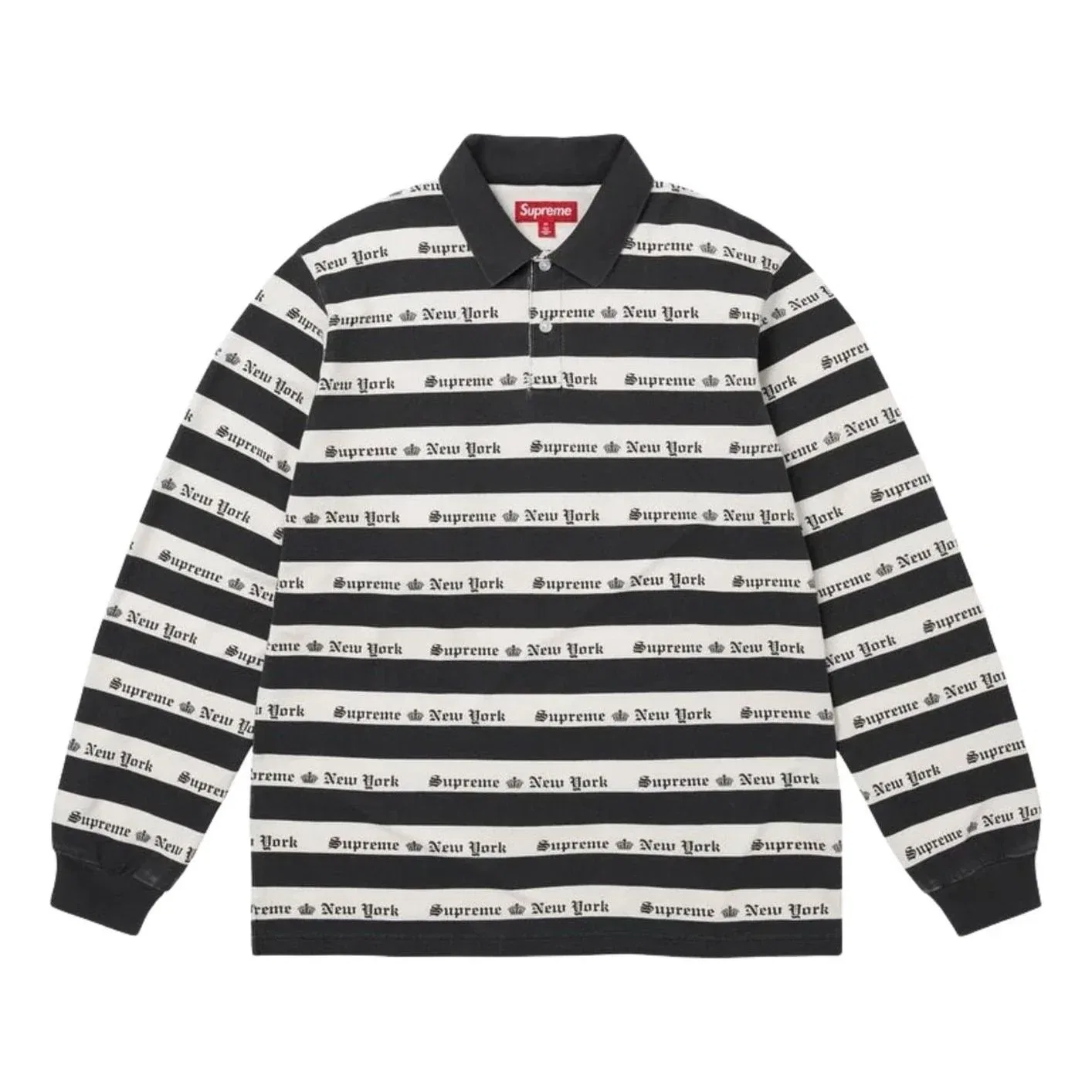 Мужское поло FW26 Old English Stripe L/S Polo 'Black' Supreme, черный