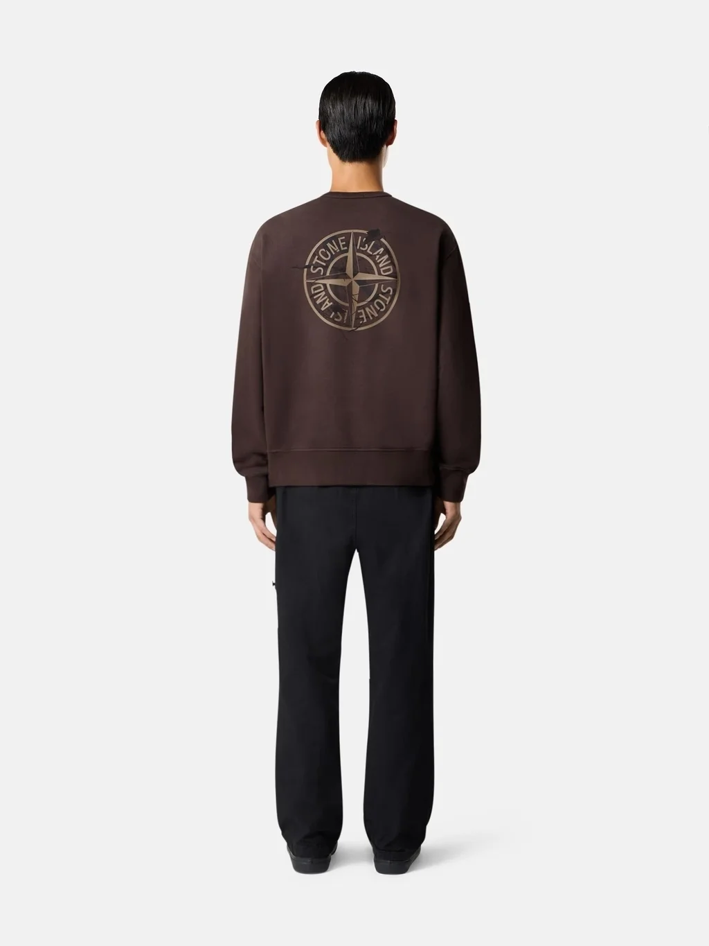 Мужской свитшот Stone Island Oversized-fit Crewneck With 'camo Compass' Print, бордовый — фото 4