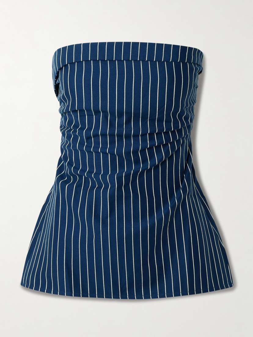 

Топ Britta из хлопкового твила в полоску с присборкой Faithfull, синий