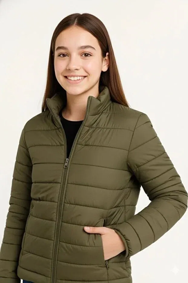 Детское пальто для девочек с принтом Inflatable Fiber-Filled Water-Repellent Jacket Generic Brands, Khaki