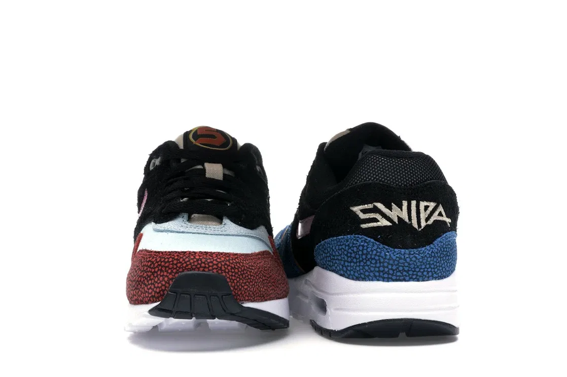 Детские кроссовки с принтом Nike Air Max 1 Swipa Nike, Black/Black-Cinder Orange-Photo Blue-Moon Particle-Desert Ore — фото 4