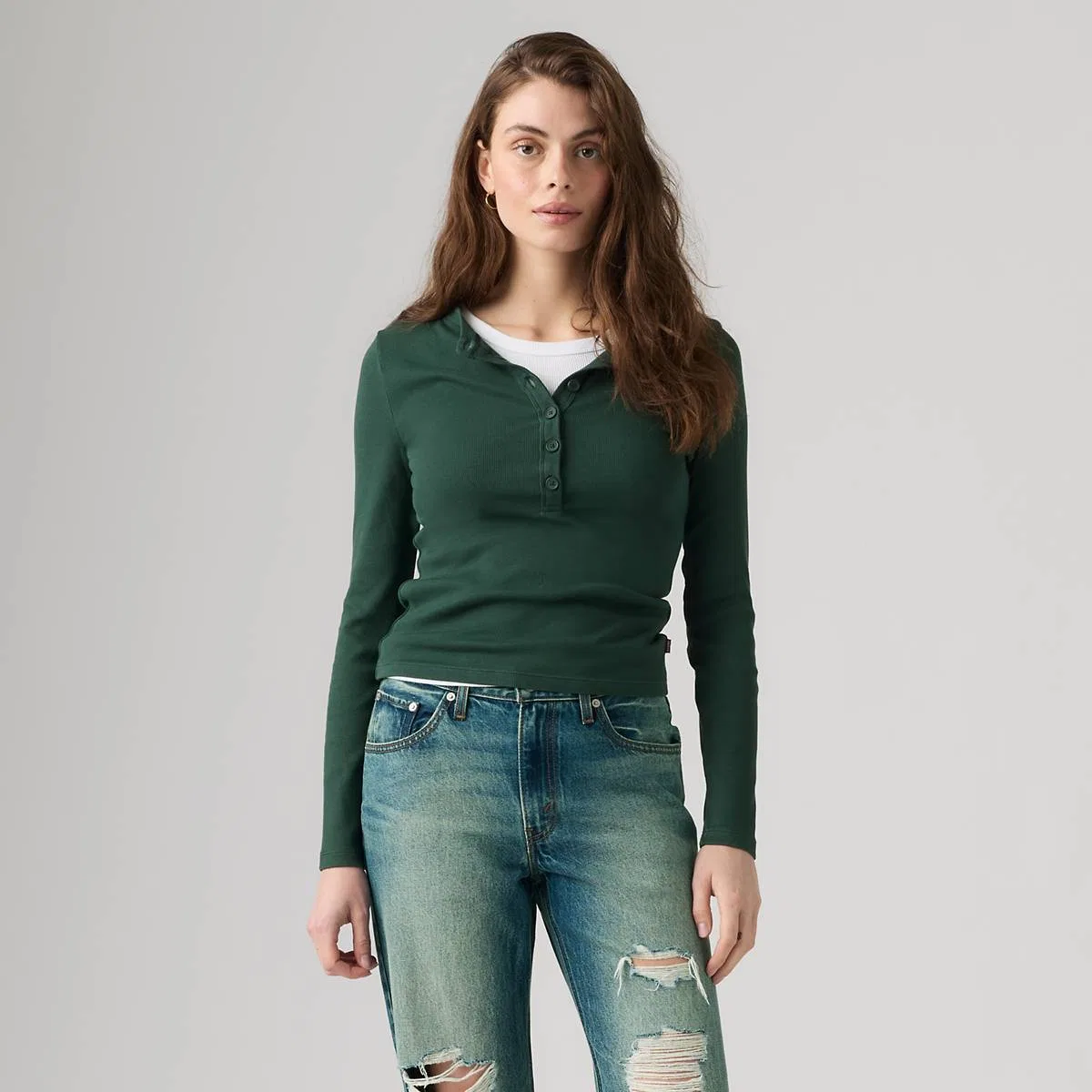 Незаменимая футболка-поло с длинными рукавами Levi's, Garment Dye Pine Grove - Green — фото 3