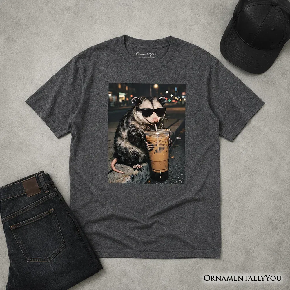 Детская футболка с принтом Iced Coffee Opossum OrnamentallyYou, Dark Grey