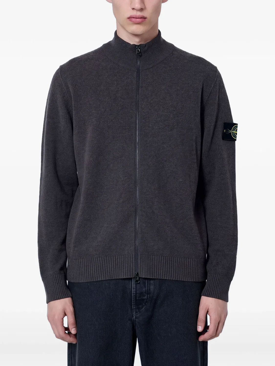 Stone Island Шерстяной свитер на молнии коричневый