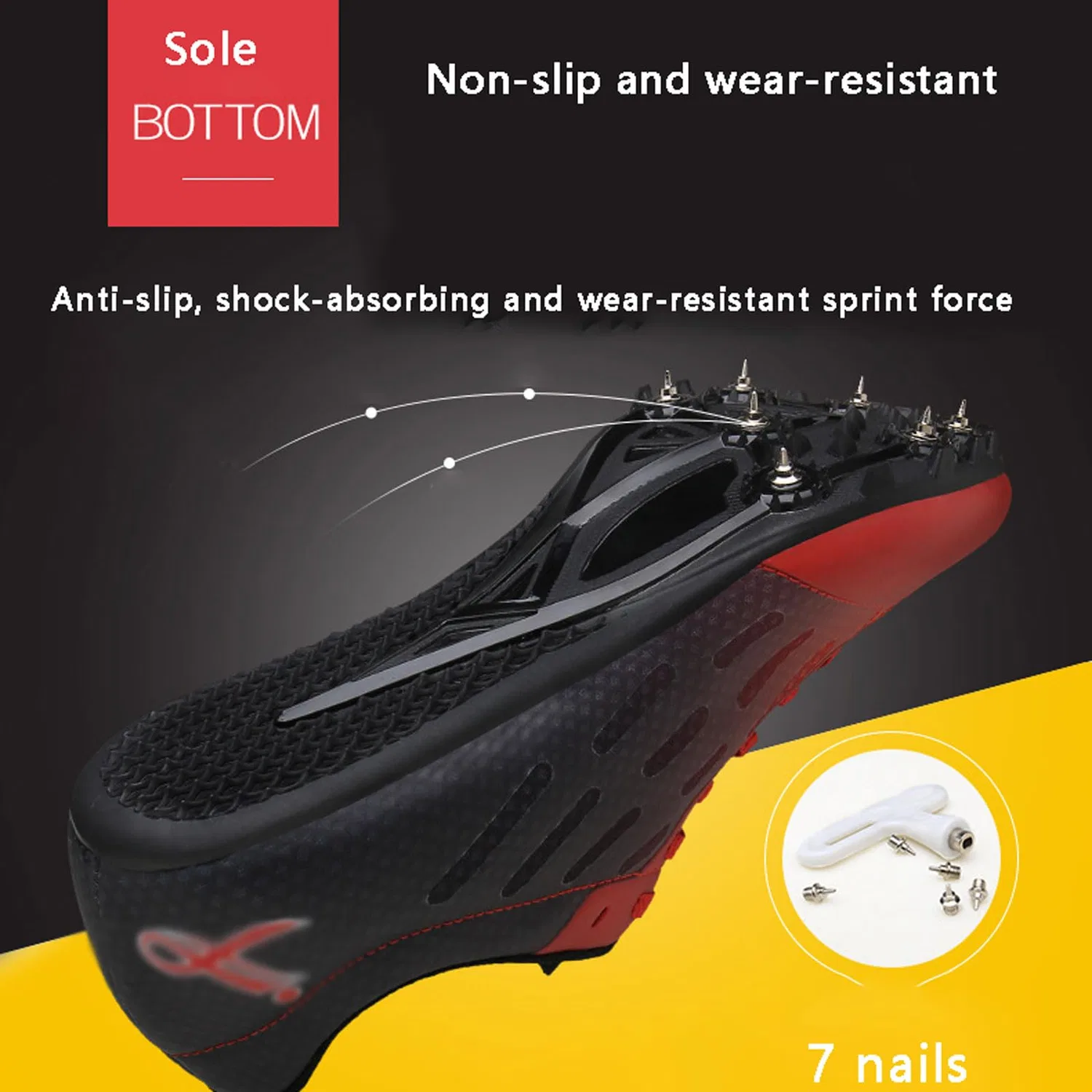 Детские кроссовки для бега с шипами Unisex Leggere Antiscivolo con Punte Scarpe Blissbuilt, Nero — фото 4