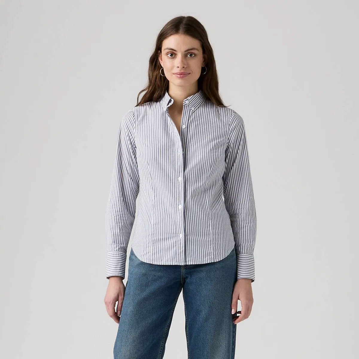 Узкая рубашка из поплина на пуговицах Levi's, Hadley Stripe Vintag - Blue — фото 3