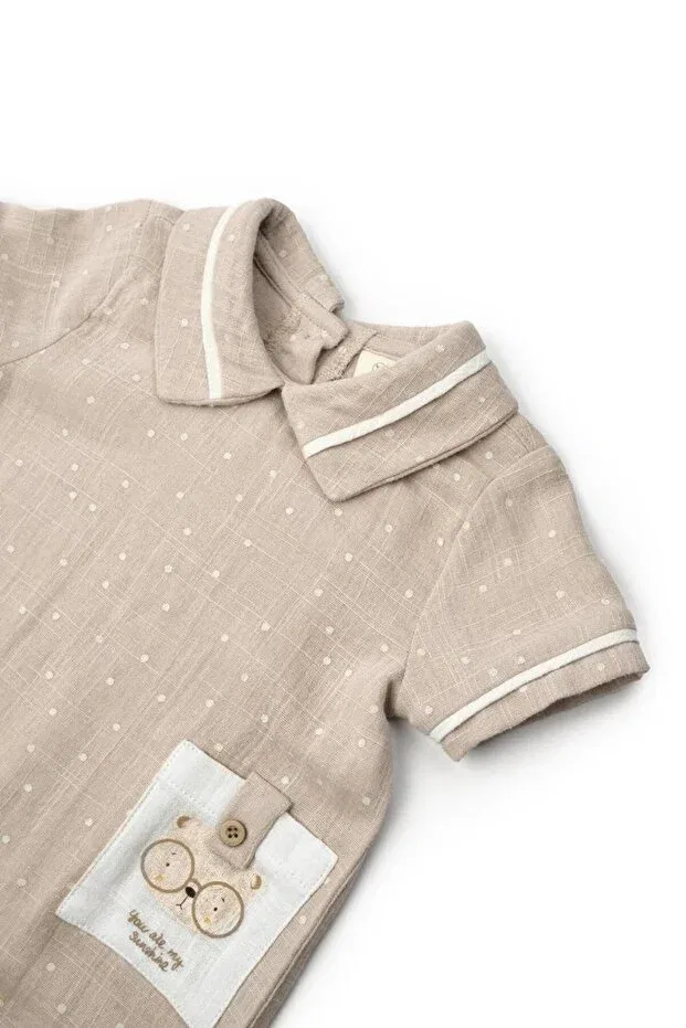 Детский комбинезон с коротким рукавом хлопковый Babycosy Organic Wear, Brown — фото 4