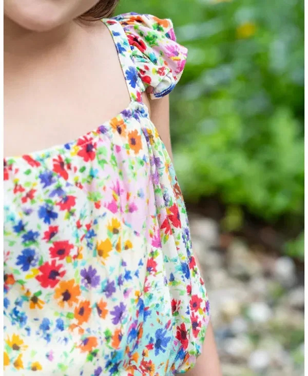 Детский комплект для девочек с принтом Bryn Bubble Top and Smocked Skirt Set Change Of Scenery, Wildflower Patch — фото 4