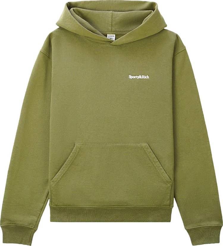 Худи Sporty & Rich Serif Logo Hoodie 'Olive/White', зеленый - фото