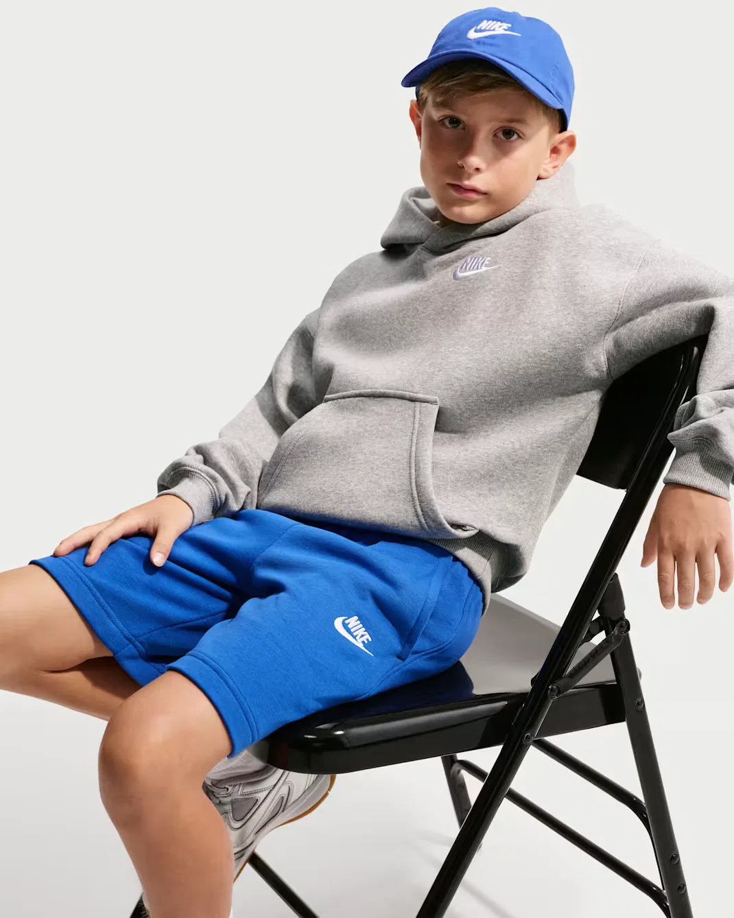 Детские шорты из французской махровой ткани Nike Sportswear Club Fleece, Game Royal/White — фото 4