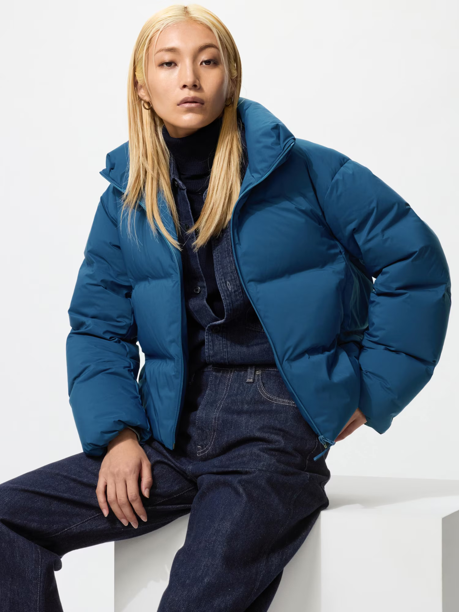 Бесшовная пуховая куртка Uniqlo, 68 синий — фото 2