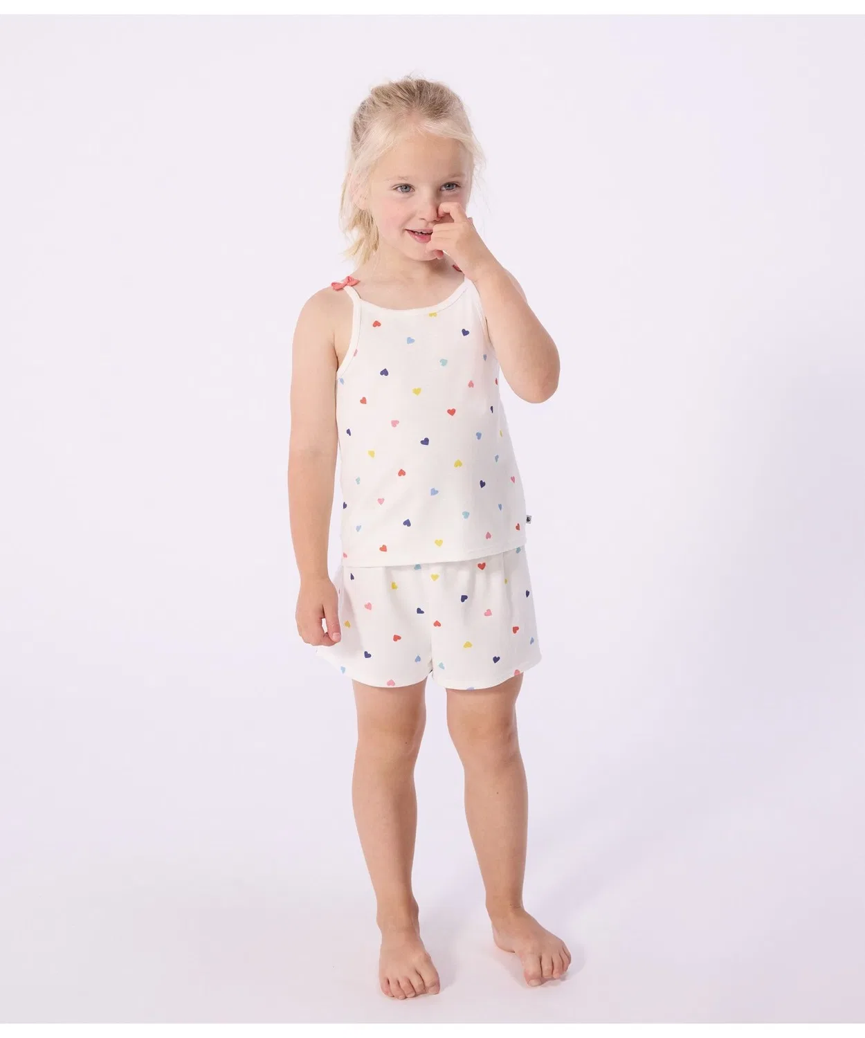 Детская пижама-комбинация с принтом Heart Print Camisole PETIT BATEAU, Белый