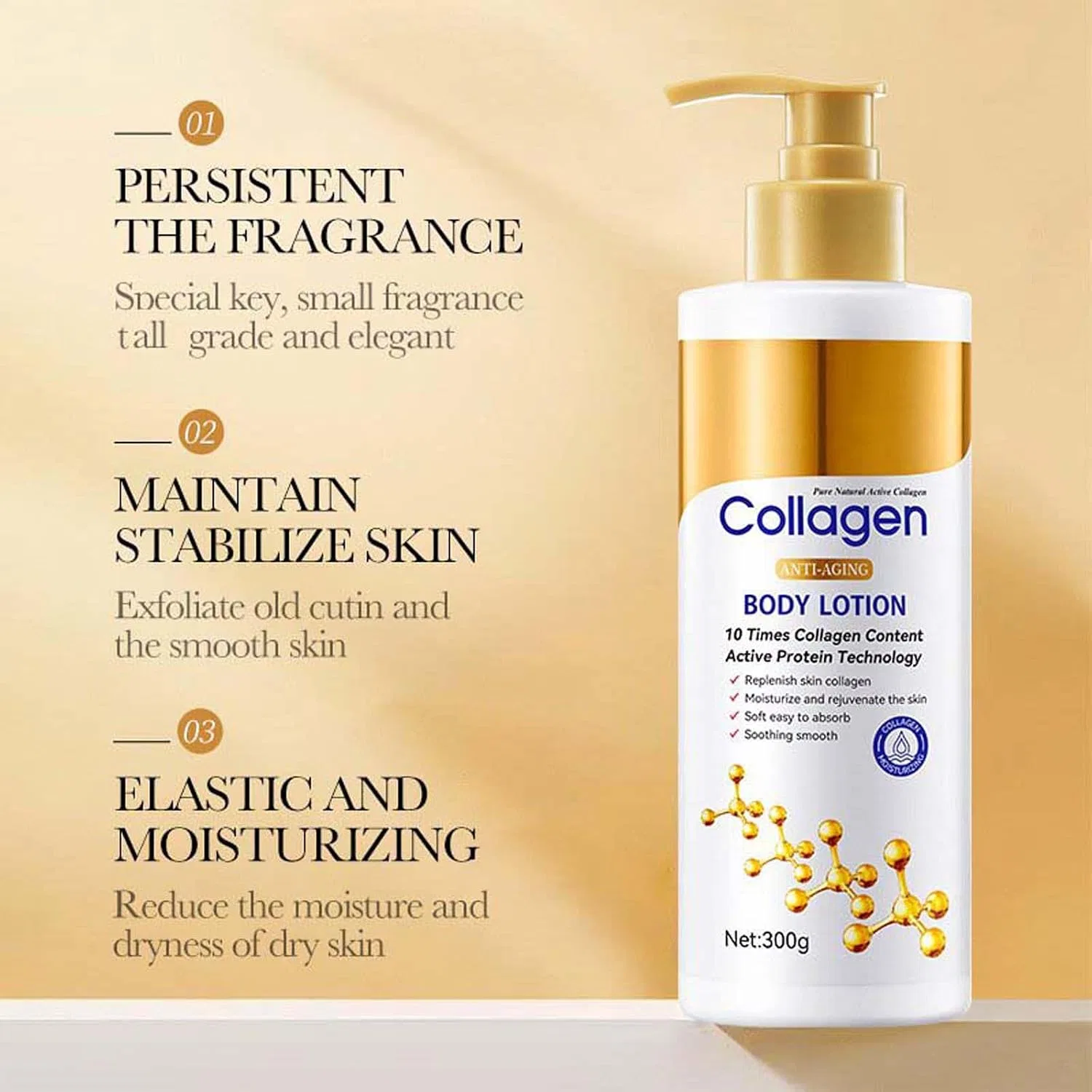 Лосьон для тела коллагеновый Anti-Wrinkle MLVONA, 3 шт, 300 мл — фото 2