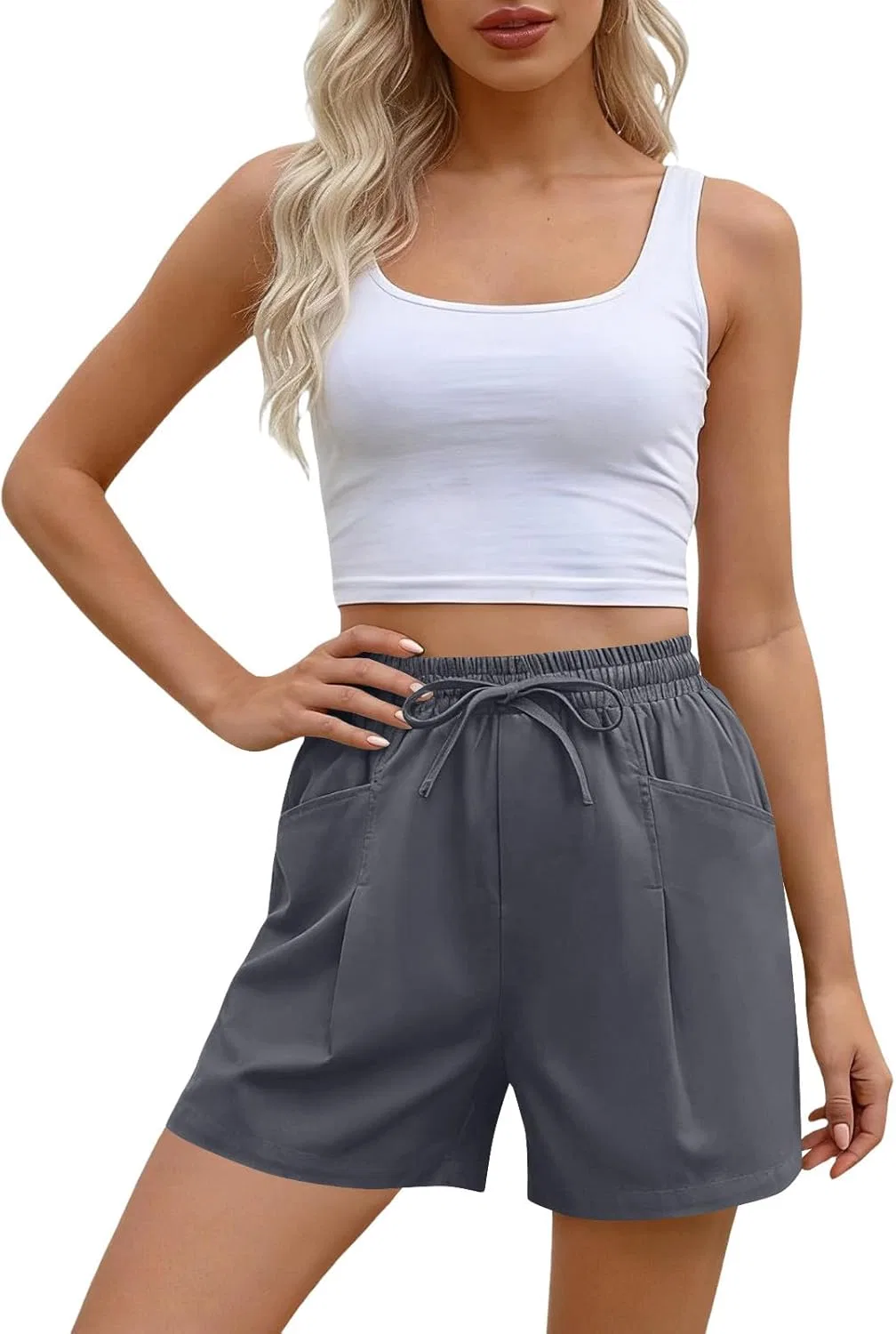 Женские шорты с завязкой на поясе Wowomen, Gray