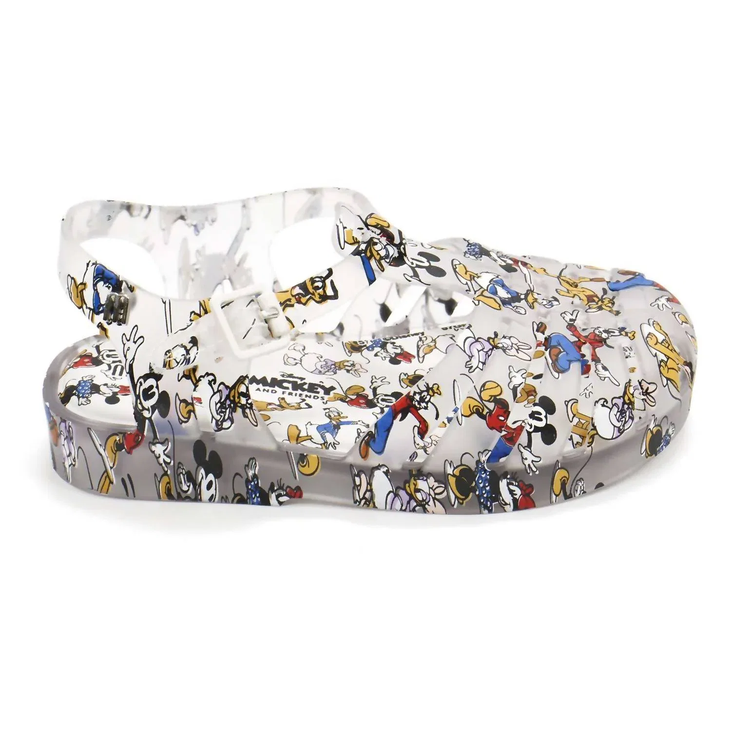 Детские сандалии-слипоны с пряжкой и принтом Mickey Mini Melissa, Clear