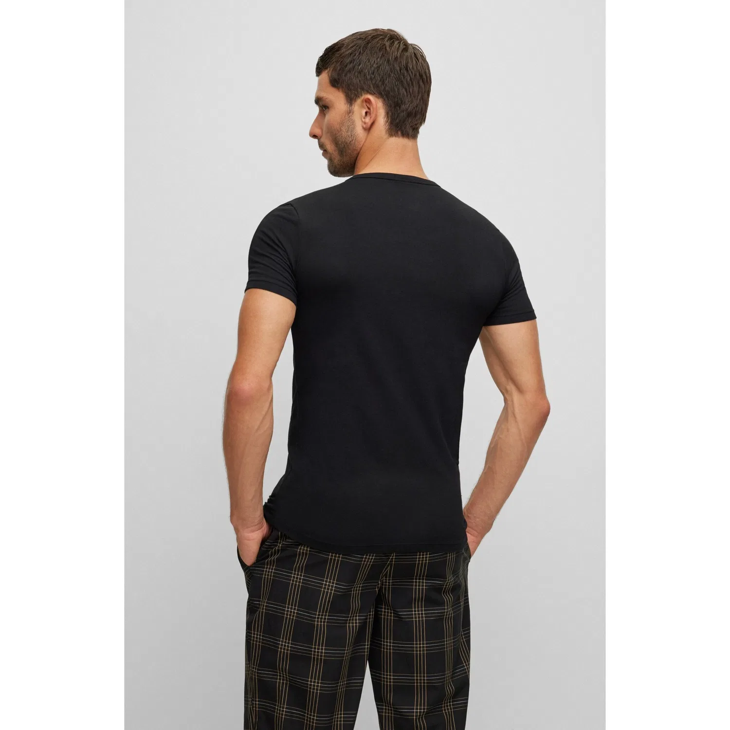 Мужская футболка с круглым вырезом Slim Fit BOSS, Black — фото 4