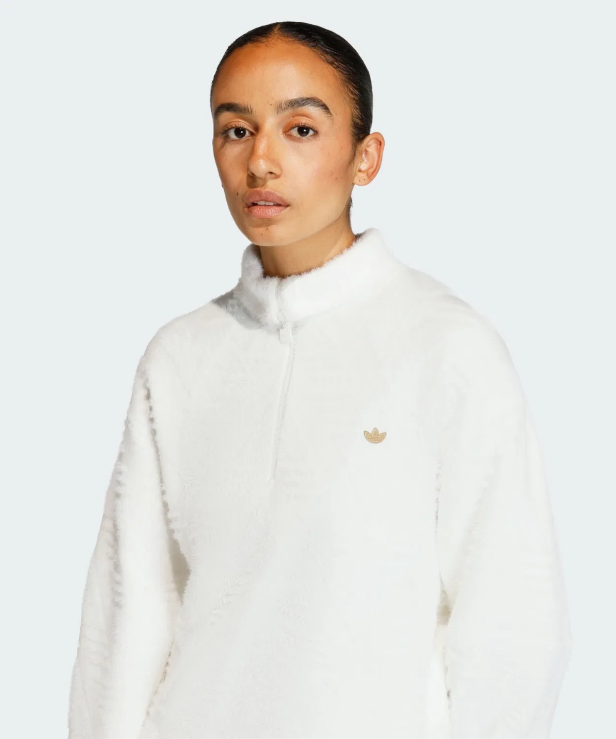 Женский свитшот оверсайз с полузастежкой-молнией Adidas Originals, Белый — фото 4