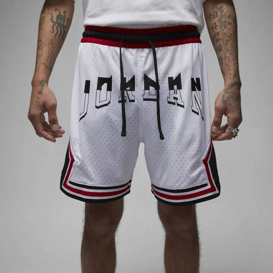Шорты спортивные с принтом Jordan Sport Diamond Shorts Nike, Бело-красный — фото 4