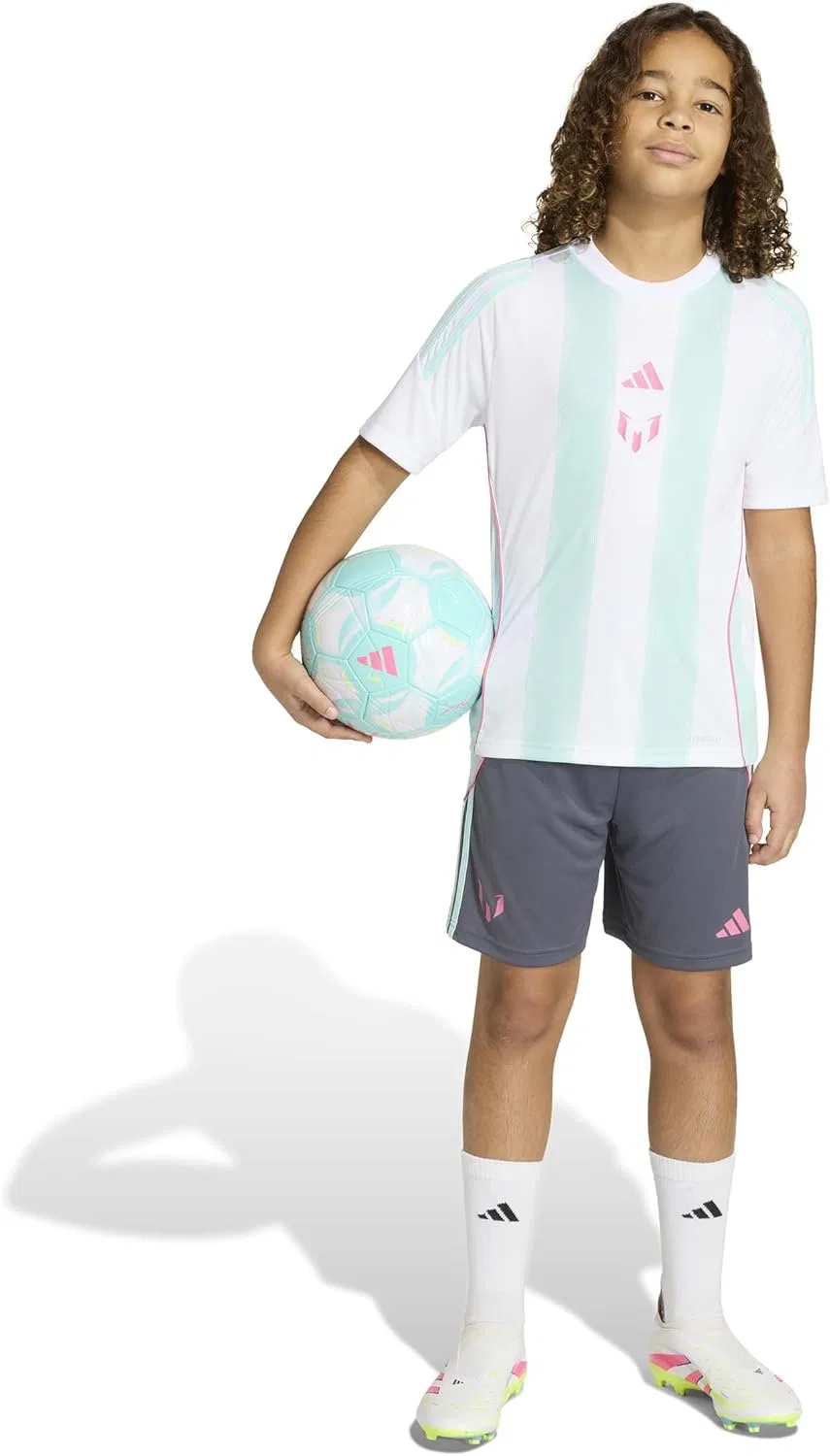 Детские шорты Messi adidas, Aurora Onix/Semi Flash Aqua — фото 2