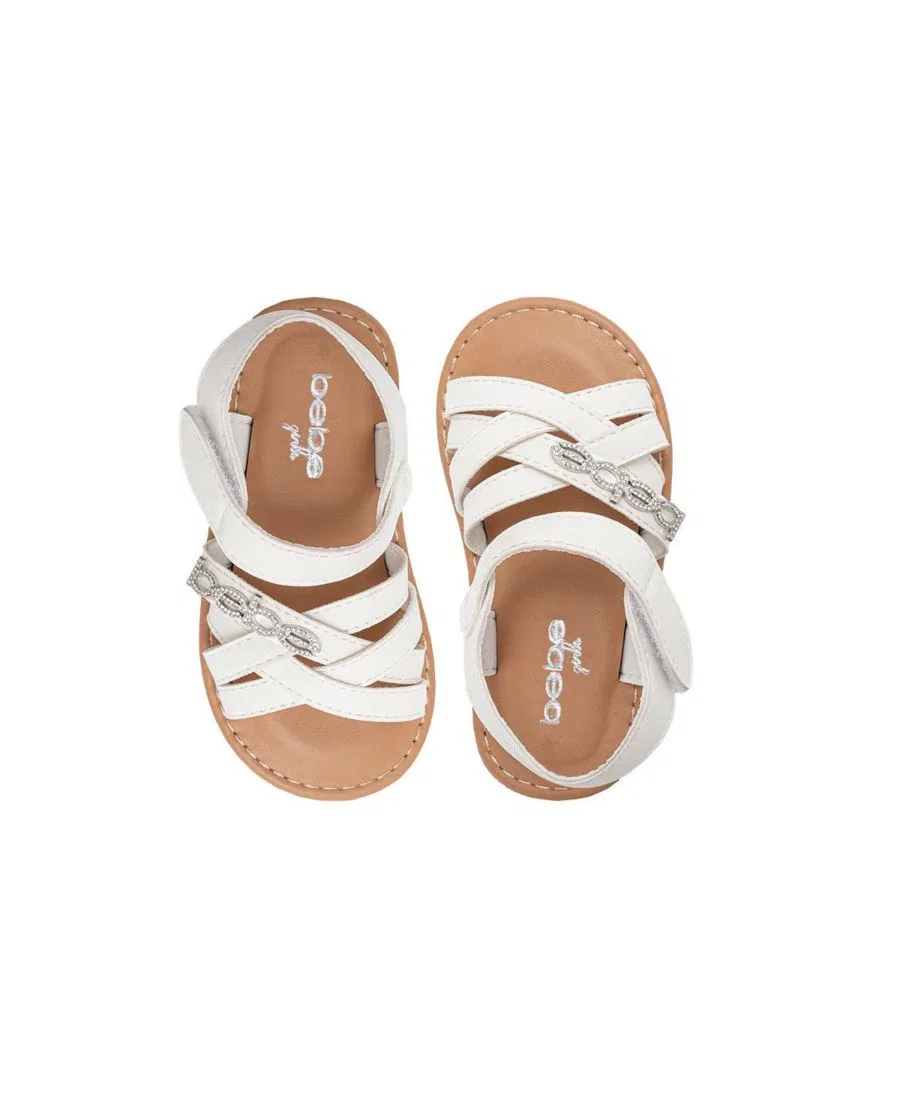 Сандалии с цветочным принтом и регулируемым ремешком Bebe, White — фото 4